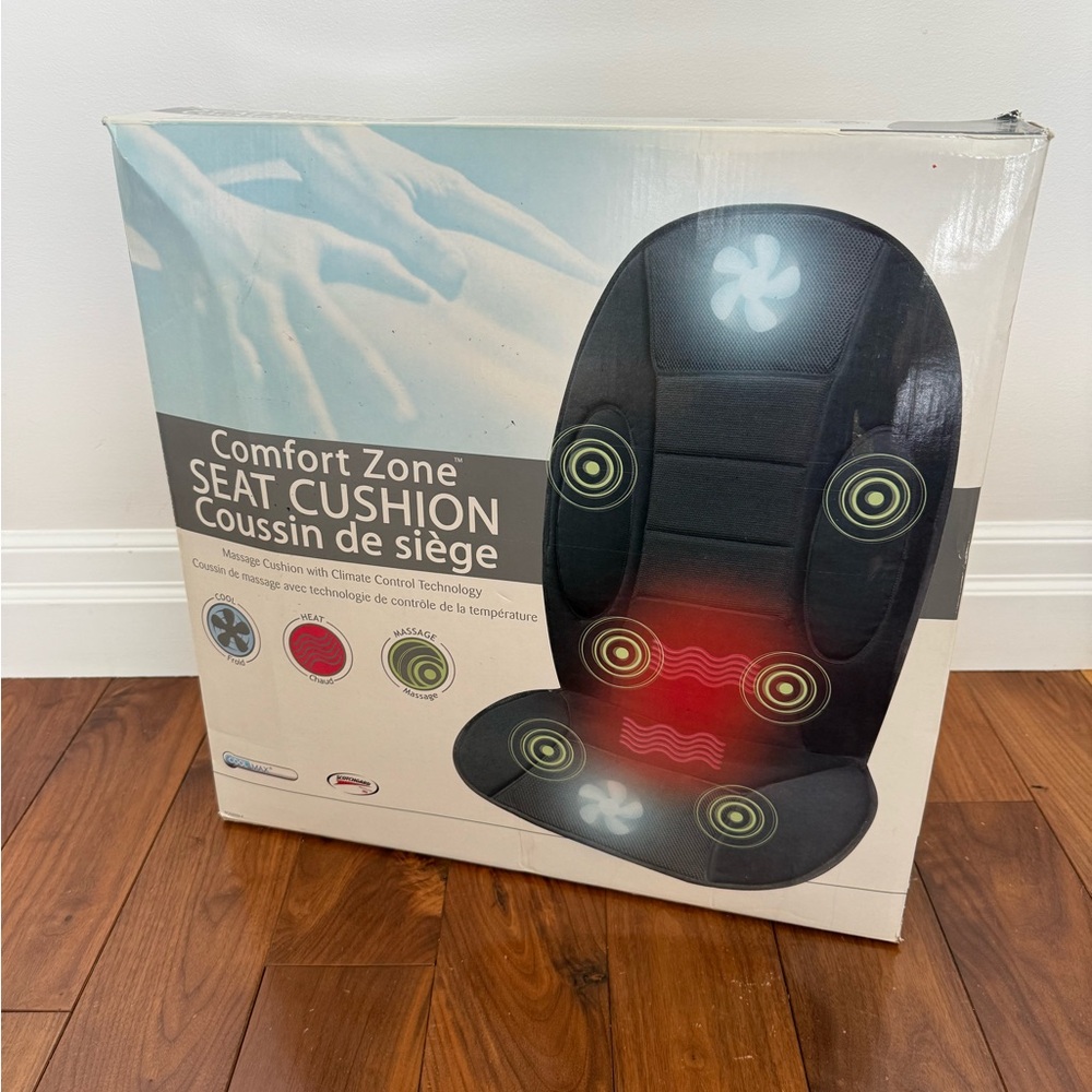 Comfort Zone Black Seat Cushion with Climate Control